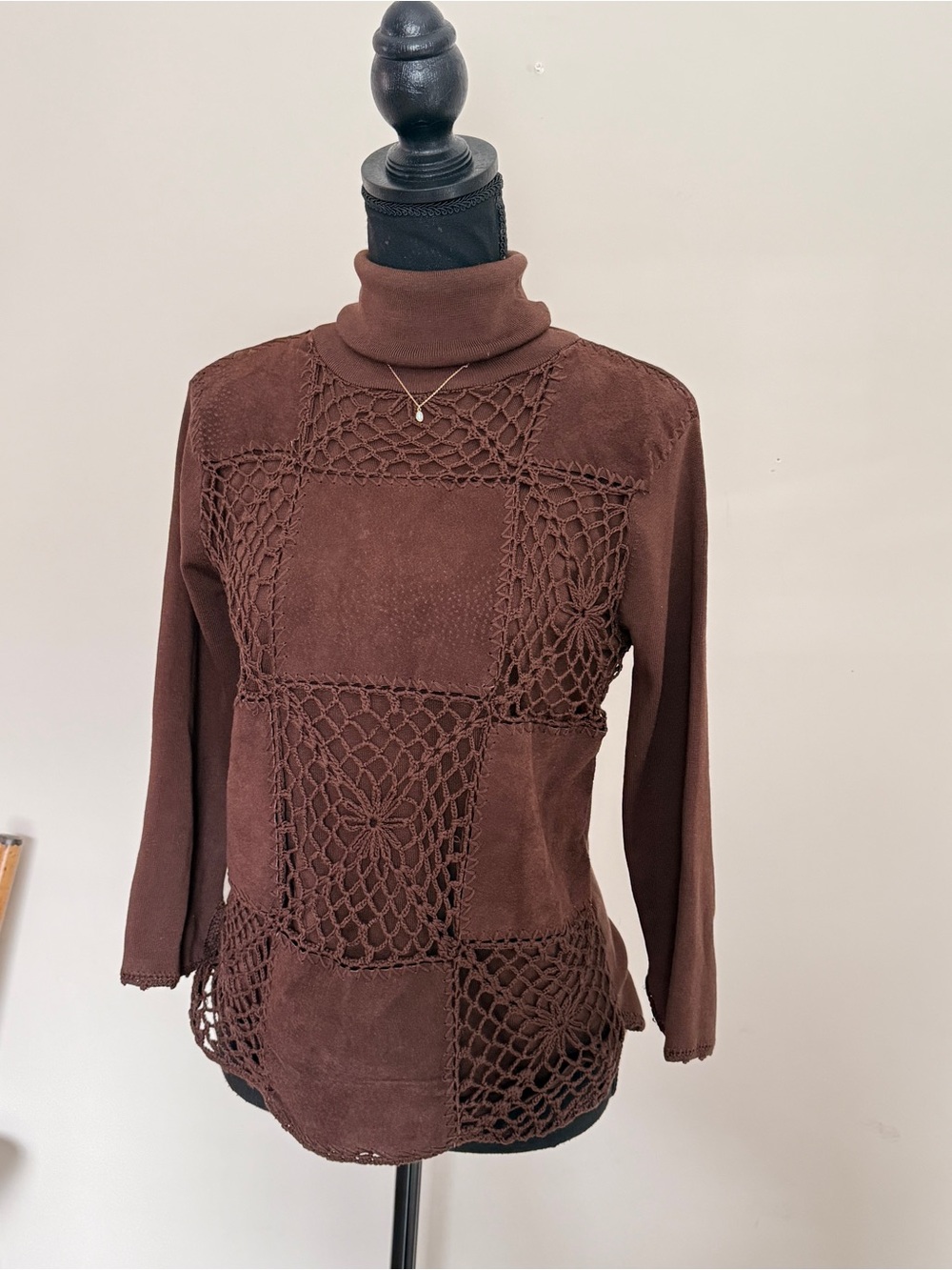 Brown Whimsygoth Silk and Leather Top